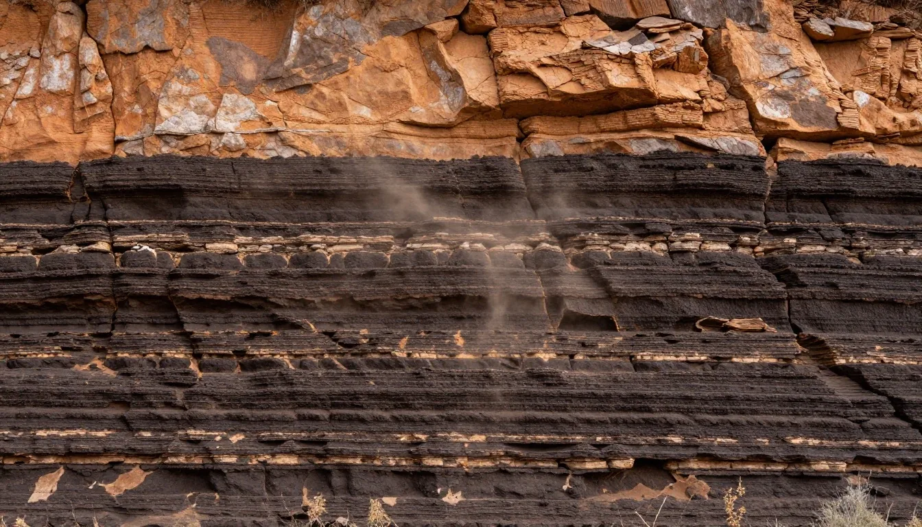 Estratos sedimentarios de la formación Vaca Muerta